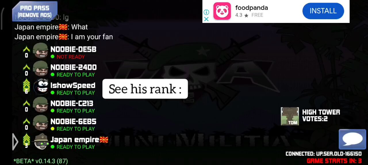 Mini militia playing with famous player