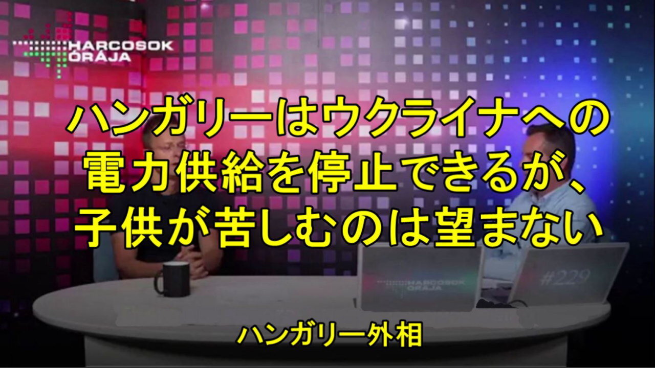 ハンガリーはウクライナへの電力供給を停止できるが、子どもたちが苦しむことは望んでいない。ハンガリー外相。