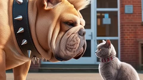 cat fight with bully dog