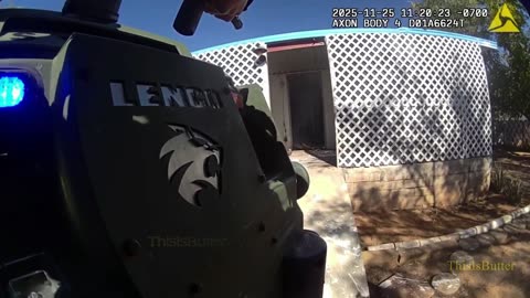 Man armed with a sword is shot with a barrage of less-lethal before surrendering to the SWAT team