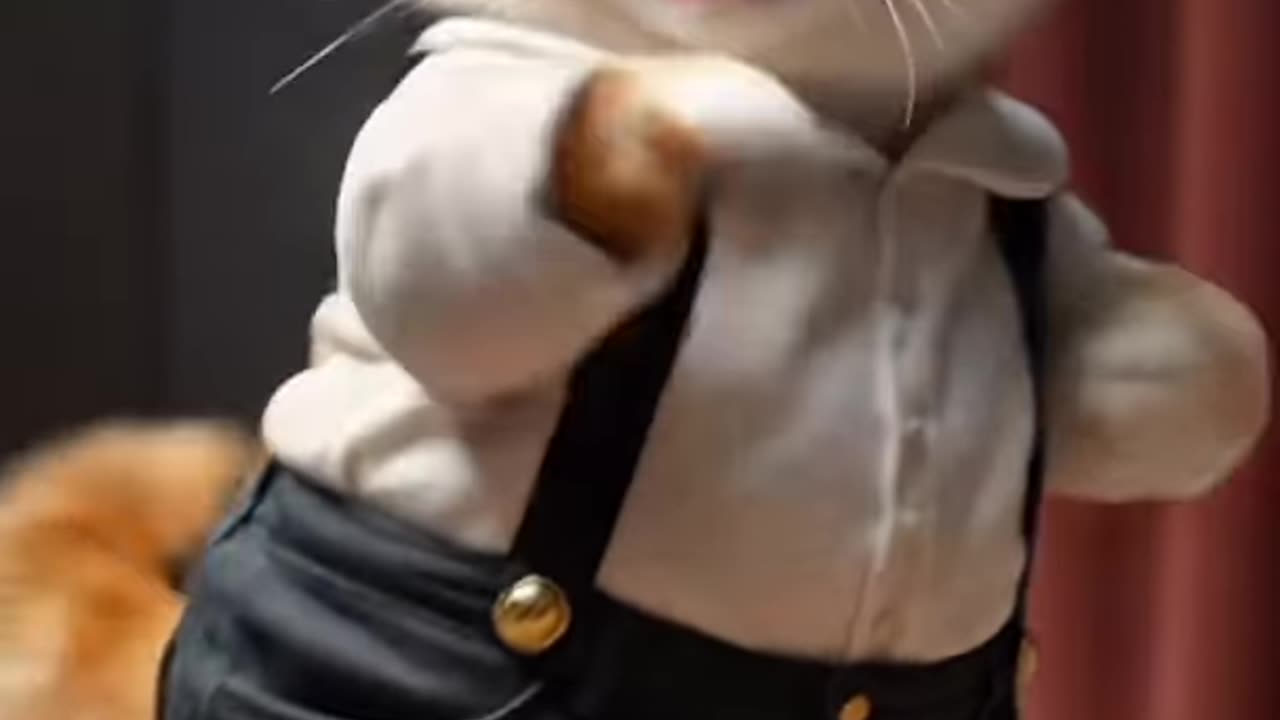A baby cat enjoy the dancing like Pro leval