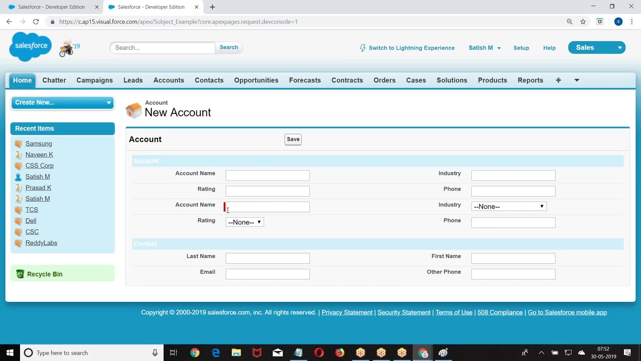 Salesforce Apex Videos-24. Sobject In Apex