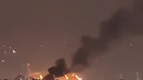 Iranian ballistic missile strikes near Ben Gurion Airport in Tel Aviv, Israel