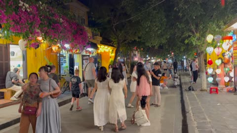 Walking around at night in Hoi An, Vietnam
