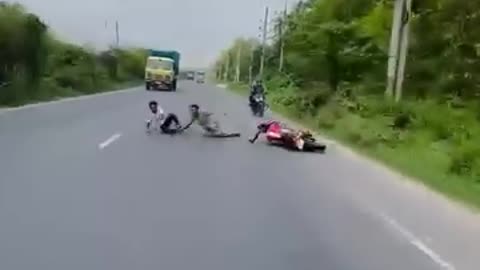 "😱 Bikers Forced to Stop on Highway | Shocking Deceptive Moment"