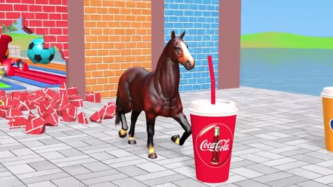 Long Slide Game With Cow Elephant Gorilla Hippopotamus Tiger - 3d Animal Game - Funny 3d Animals