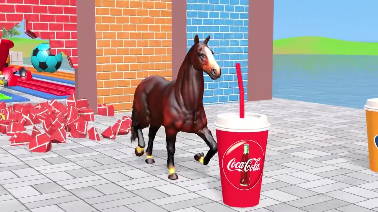 Long Slide Game With Cow Elephant Gorilla Hippopotamus Tiger - 3d Animal Game - Funny 3d Animals
