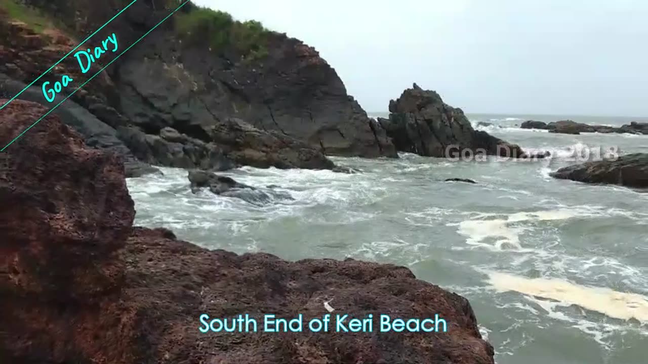 Keri beach complete, Ajooba temple, South End Rocks, North End View