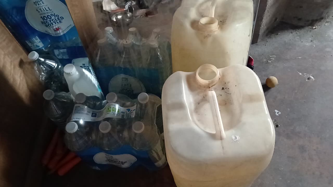 Water 19 2 litre bottles and water butt