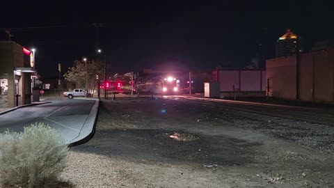 New Mexico Rail Runner in Downtown Albuquerque at dawn 1/15/2026