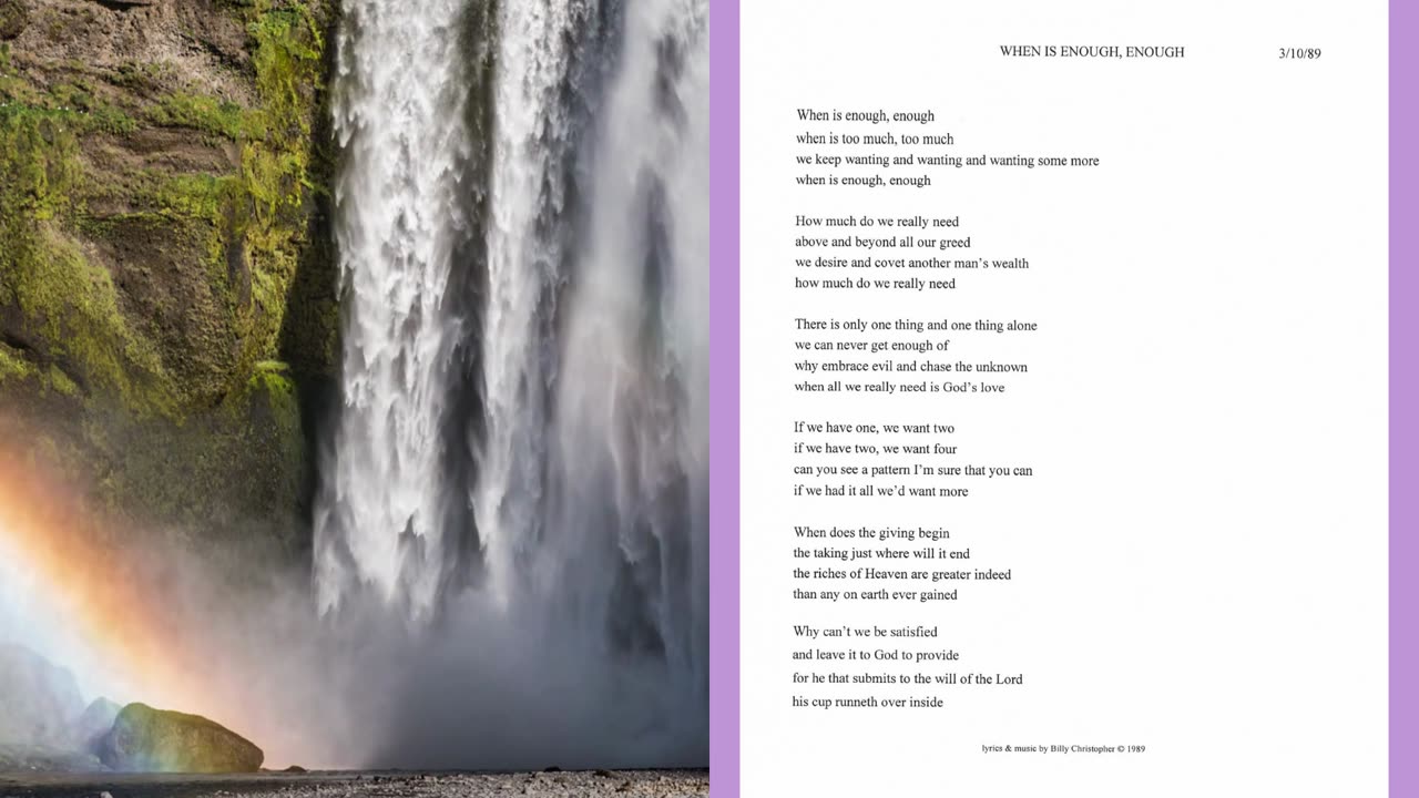 When Is Enough, Enough - Lyrics from the Heavenly Realms Album