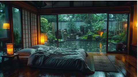 Go to Sleep Rain Falling on Window | Rain Sounds for Sleeping Problems, Insomnia Cozy Wooden House
