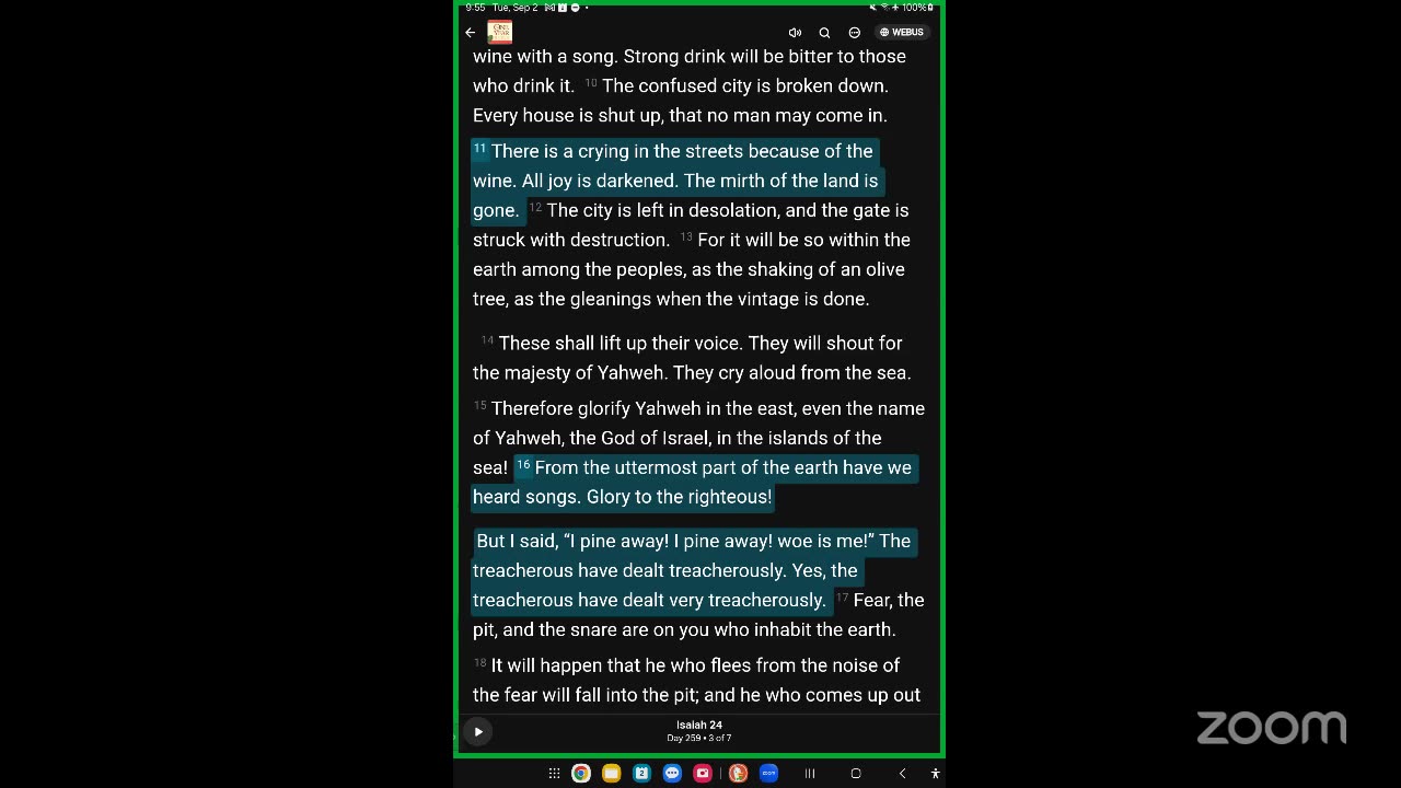 Sep 16th, Day 259 - LIVE - Reading The One Year Bible Together