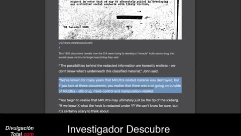 7-ENE-2019 Investigador Descubre Nuevos Documentos MK-ULTRA