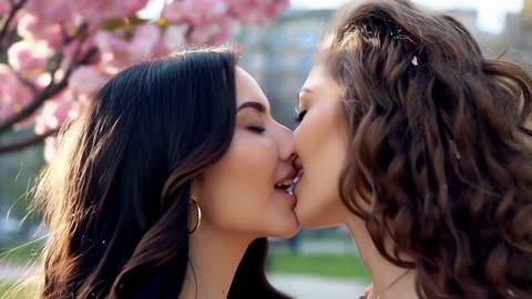 Secret Romance – Two Women Share a Tender Kiss
