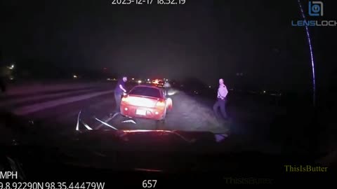 Dashcam shows truck sideswiping patrol car and vehicle during traffic stop