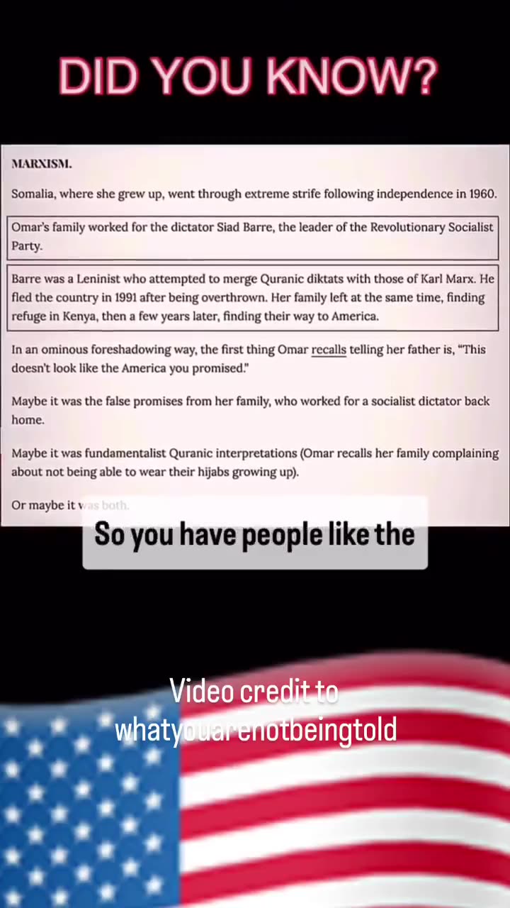 Her family was part of the TYRANNICAL Somali government that was EJECTED from Somalia