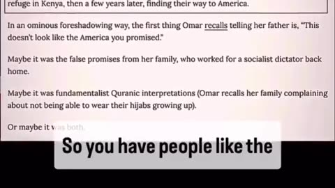 Her family was part of the TYRANNICAL Somali government that was EJECTED from Somalia