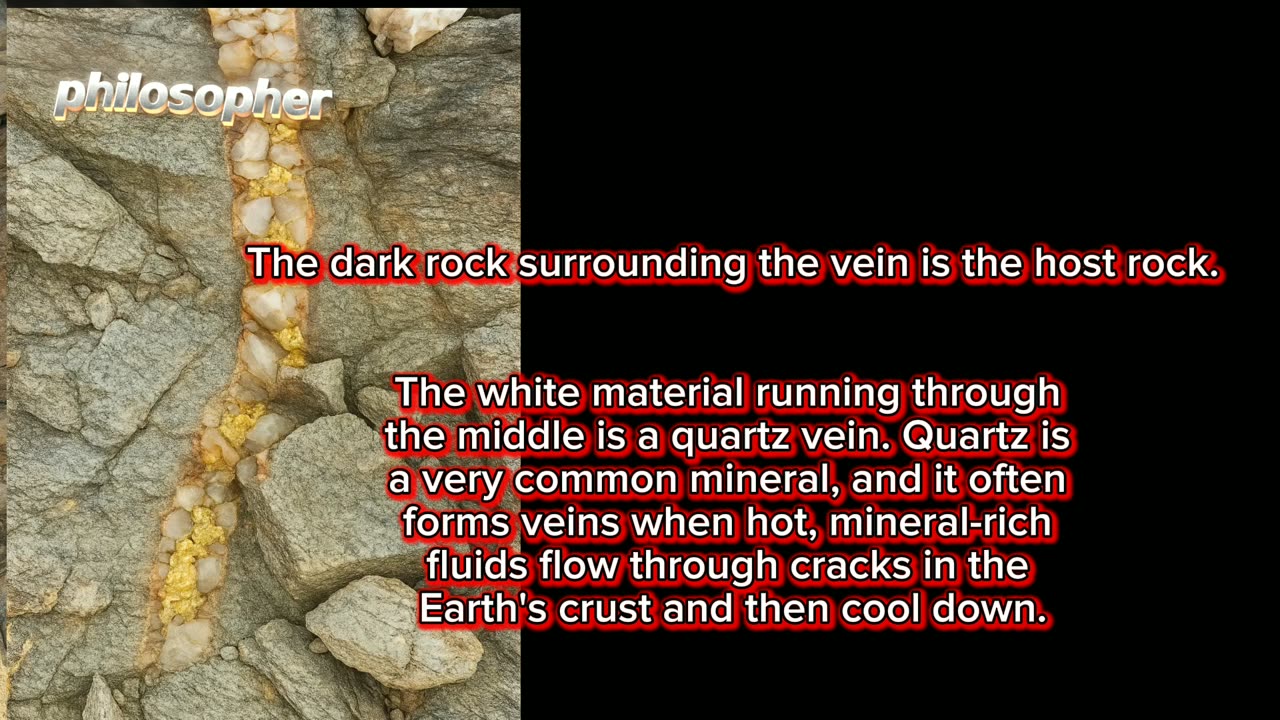 The image shows a quartz vein with gold in it.