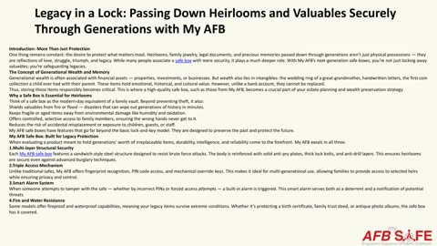 Legacy in a Lock: Passing Down Heirlooms and Valuables Securely Through Generations with My AFB