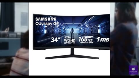 Samsung 34' Odyssey G5 Ultra-Wide Gaming Monitor with 1000R Curved Screen, 165Hz