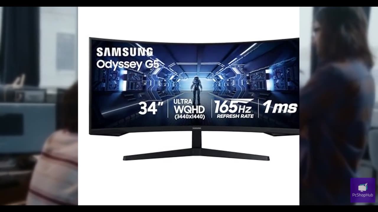 Samsung 34' Odyssey G5 Ultra-Wide Gaming Monitor with 1000R Curved Screen, 165Hz