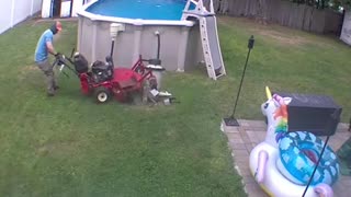 😂 Guy Regrets Mowing Over Pool Cleaner | FunFM