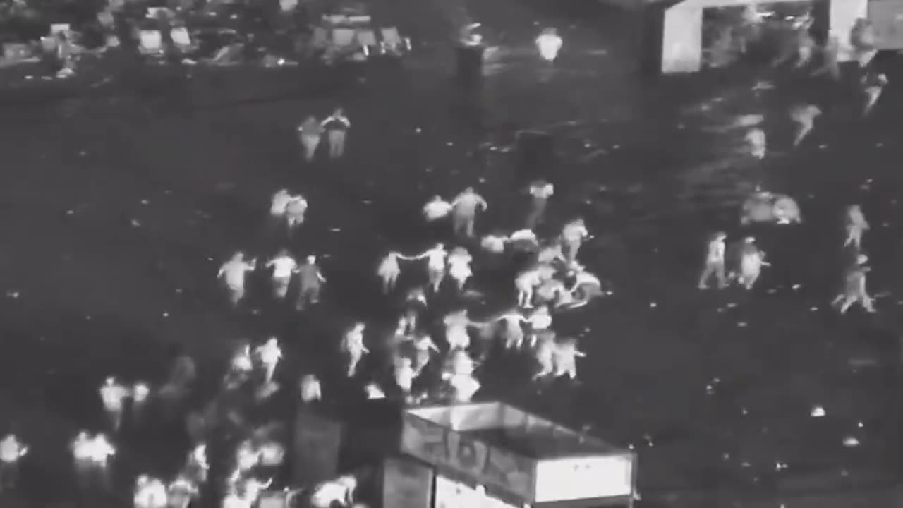 10/1/2017: security footage sped up x2 from the roof of the Mandalay Bay Hotel