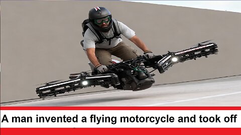 A man invented a flying motorcycle and took off