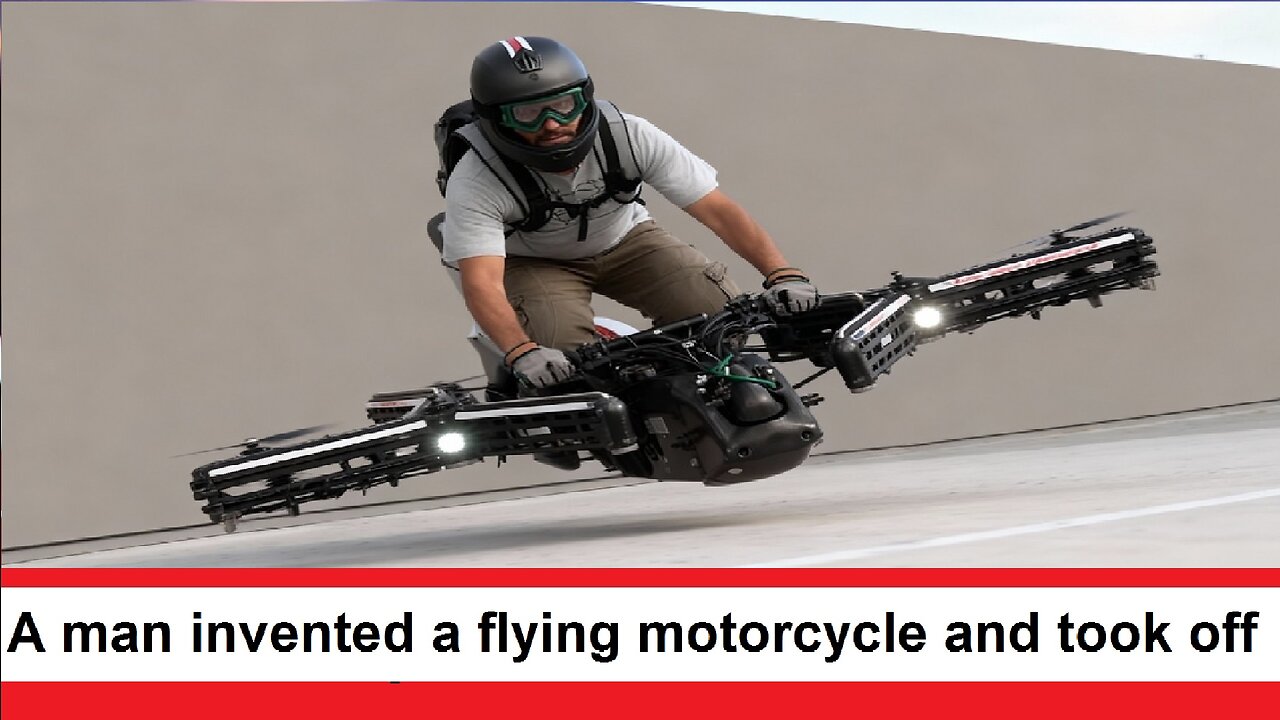 A man invented a flying motorcycle and took off