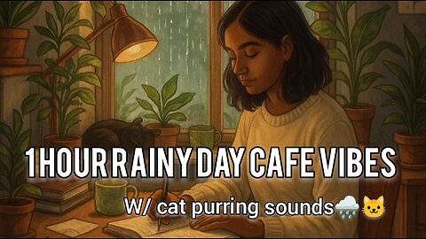 🌧️Cozy Cat Café Rain Ambience – 1 Hour of Lo-Fi Coffee Shop & Rainy Window Sounds🐱