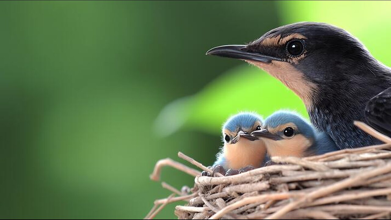 mother bird feeding babies