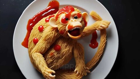 Terrible monkey spaghetti growling drooling