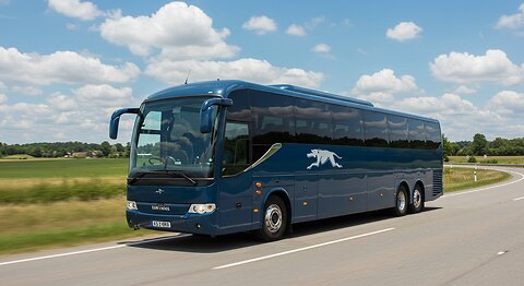 Van Hool Greyhound Coach Bus Driving On The Road