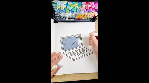 Laptop sketching and colouring