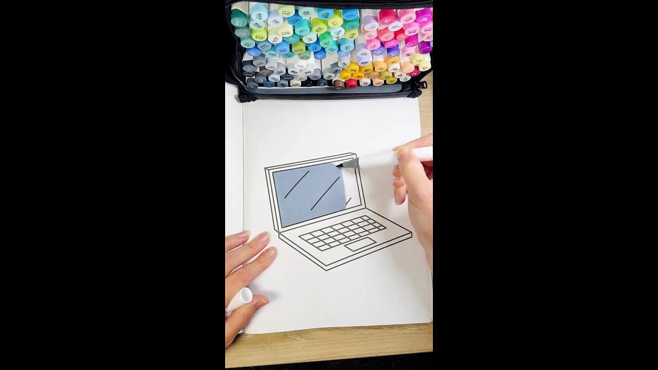 Laptop sketching and colouring