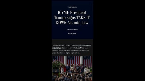 Trump Protecting the Children, NEW ACT ONTO LAW