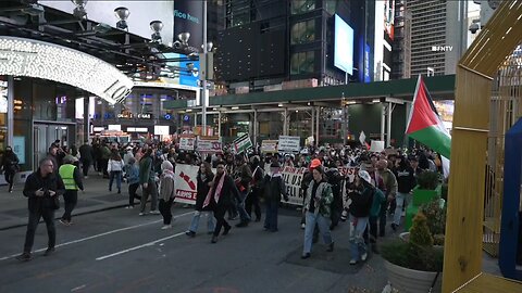 Thousands march for Palestine in Times Square NYC