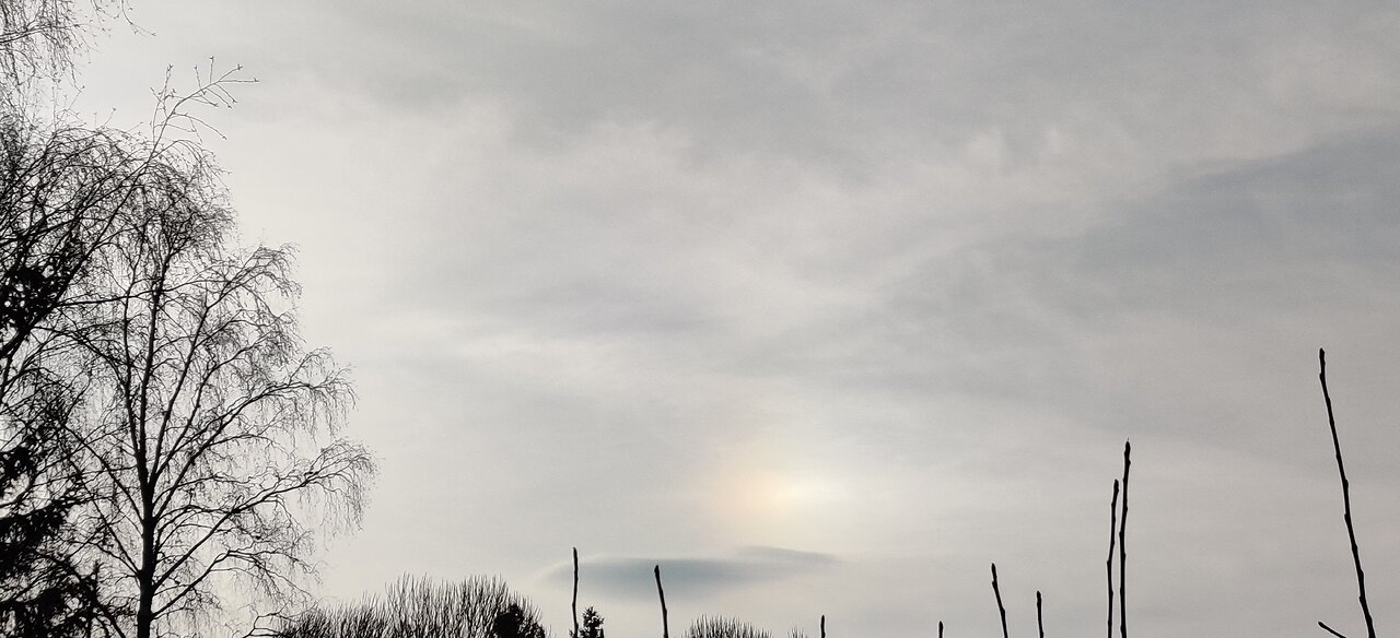 27.3, 29.3.2025: Sun halo, white trail