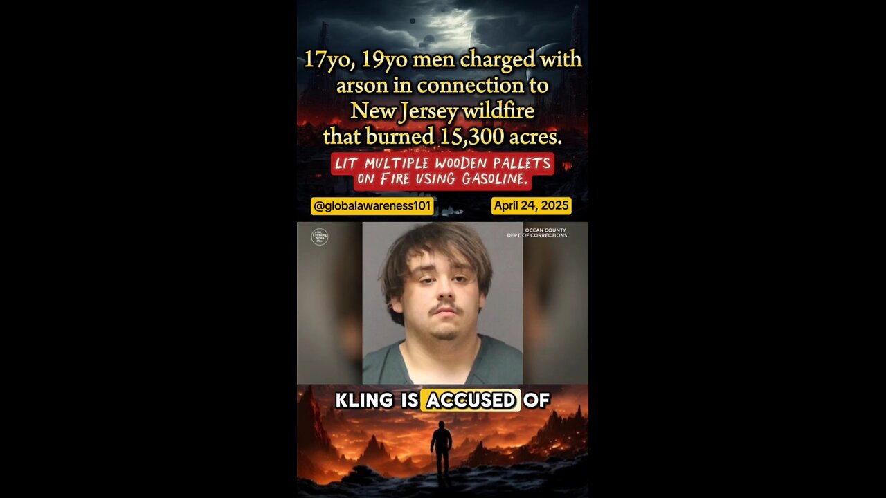 17yo, 19yo men charged with arson in connection to New Jersey wildfire that burned 15,300 acres.