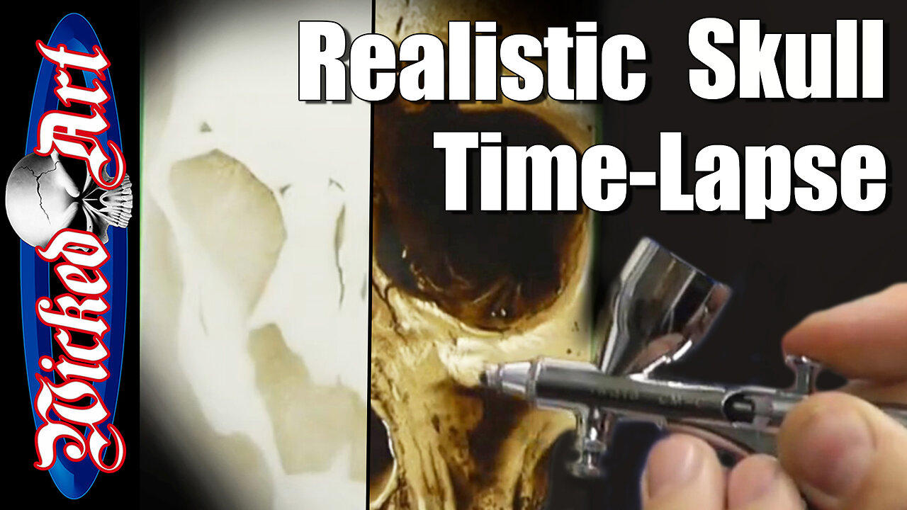 Monochrome Skull Airbrush Time Lapse | Realistic Airbrushed Skull Art Tutorial