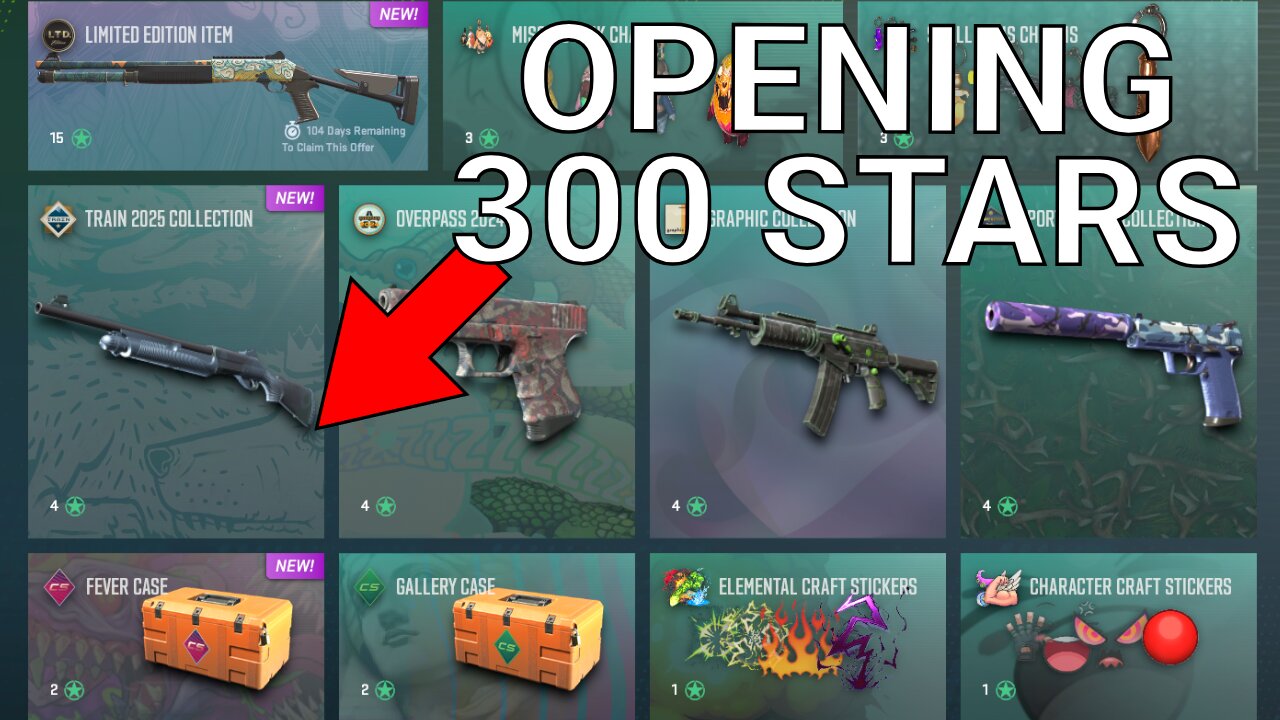 CS2 Armory Pass Opening 300 Stars Train 2025 Collection Update+Fever Case
