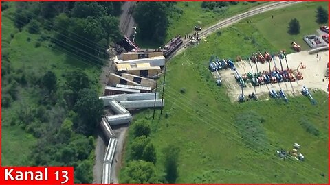 Train derails in Wisconsin, injuring three and spilling diesel fuel