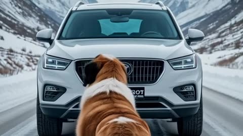 St. Bernard Warning Driver About Slippery Road