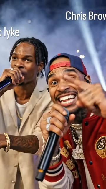 Mic Iyke and Chris Brown on stage