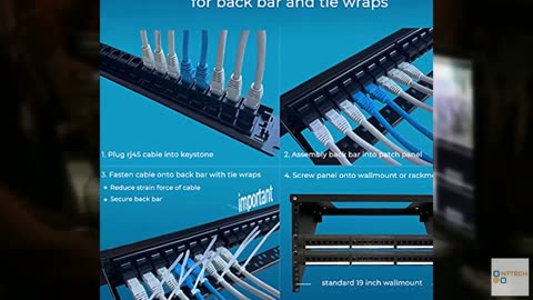 Rapink Patch Panel 24 Port Cat6 with Inline Keystone 10G Support, Pass-Thru Coup