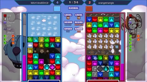 Panel Attack 2-Player Casual (12-5-2025): MArt1And00m3r vs. OrangeTriangle