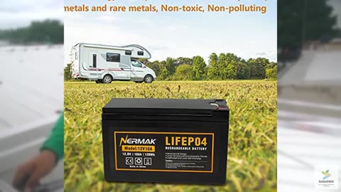 NERMAK 12V 10Ah Lithium LiFePO4 Deep Cycle Battery, 2000+ Cycles Rechargeable Ba