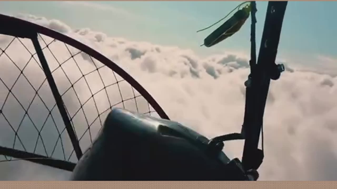 MAN STRAPPED TO A GIANT FAN WALKS ON CLOUDS