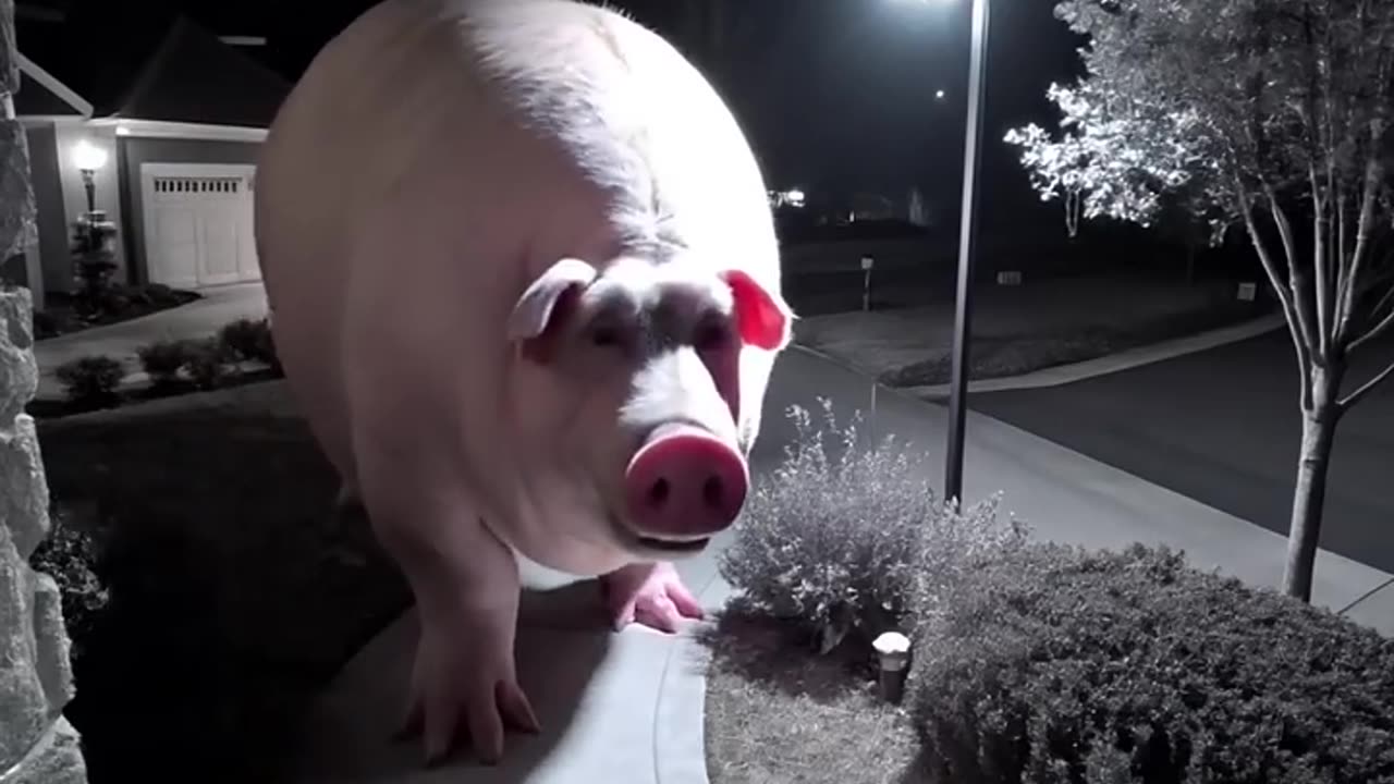 Huge pig caught on CCTV